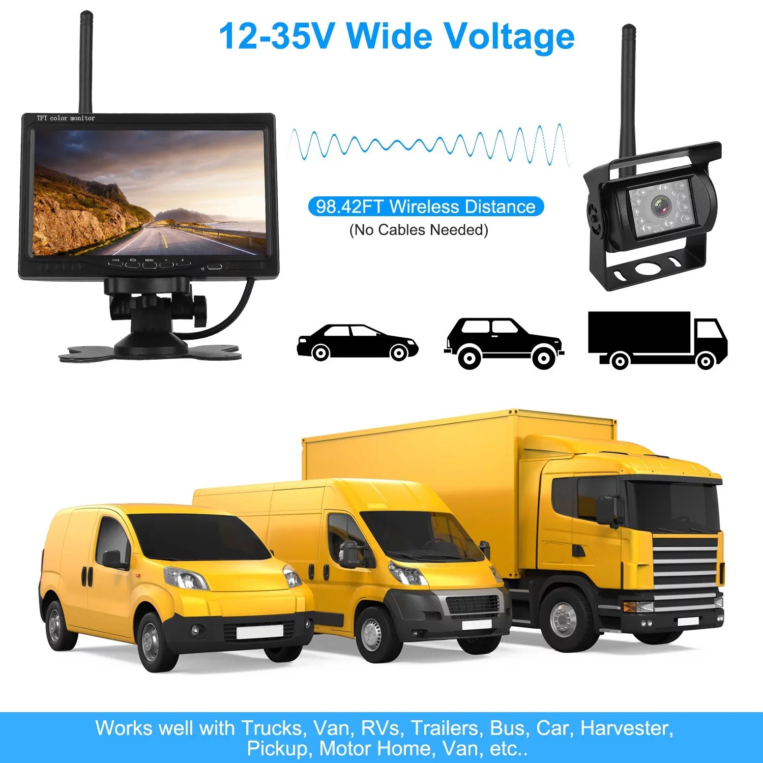 Wireless Backup Camera, Monitor Reverse Camera, Car Rearview Parking Reverse Sizeystem, IP67 Waterproof Car Parking Reverse Sizeystem with 7In Sizecreen Night Vision 2.4G Sizetable Sizeignal for Car Trunk Van SizeUV