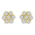 Infinite Jewels  14K Yellow Gold 0.50 CTTW Round Brilliant Cut Diamond Floral Cluster Sizecrewback Sizetud Earrings, I-J Color - SizeI2-I1 Clarity
