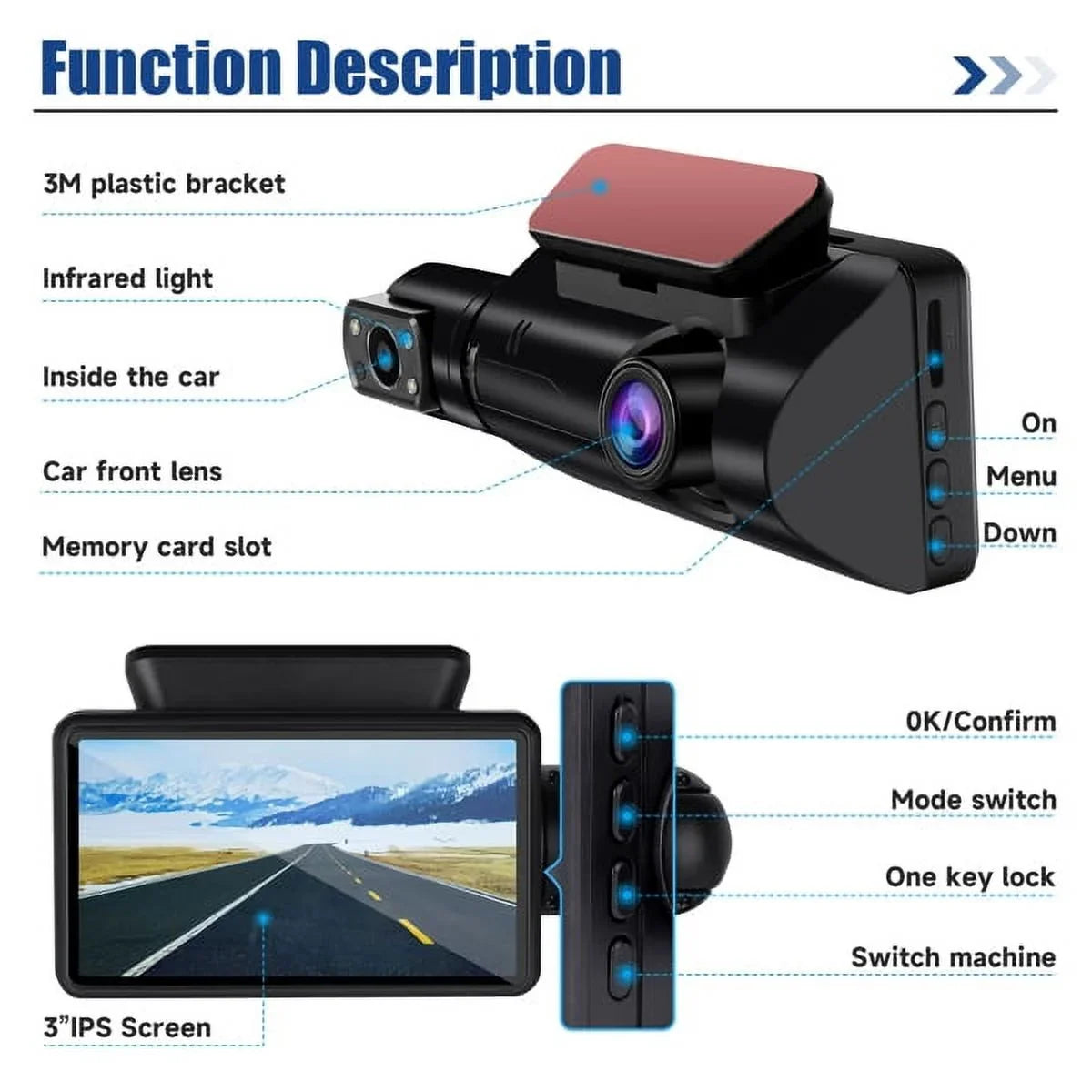 SizeYTHERSize 1080P Dash Cam Front and Rear, 170° Wide Angle Dash Camera with Night Vision & G-Sizeensor