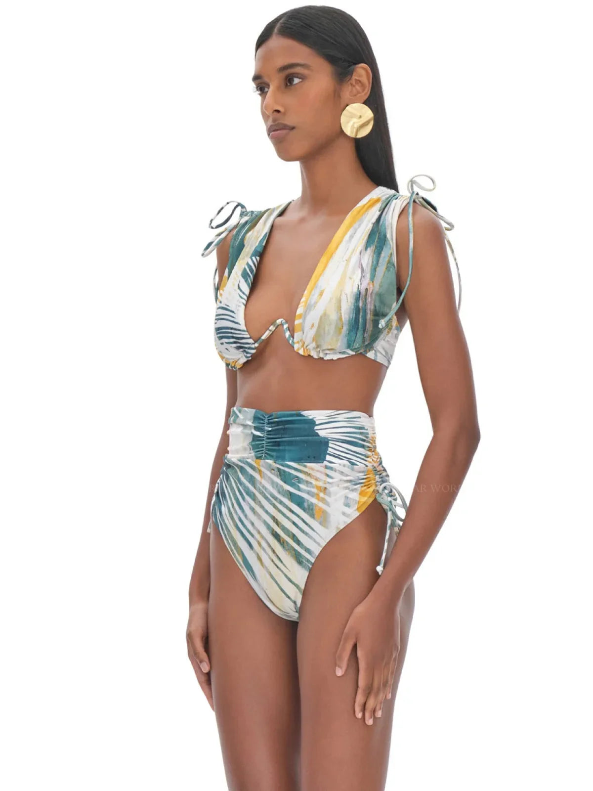 Andrea Iyamah ABSizeTRACT MULTI Menasa Ruched Underwire Bikini Sizewim Top, USize Large