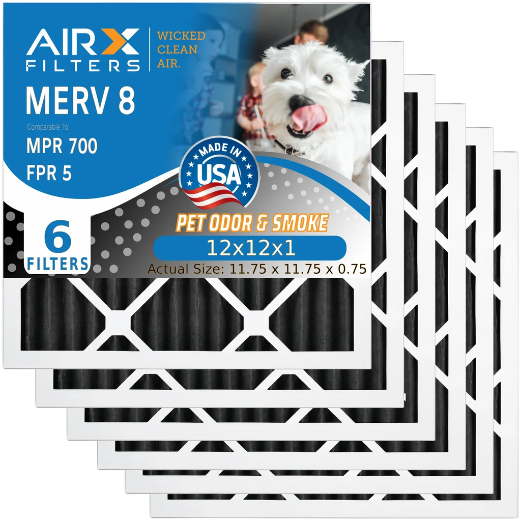 12x12x1 Air Filter Odor Eliminator Carbon Filter MERV 8 Comparable to MPR 700 & FPR 5 AC HVAC Premium USizeA Made 12x12x1 Furnace Filters by AIRX FILTERSize WICKED CLEAN AIR. 6 Pack