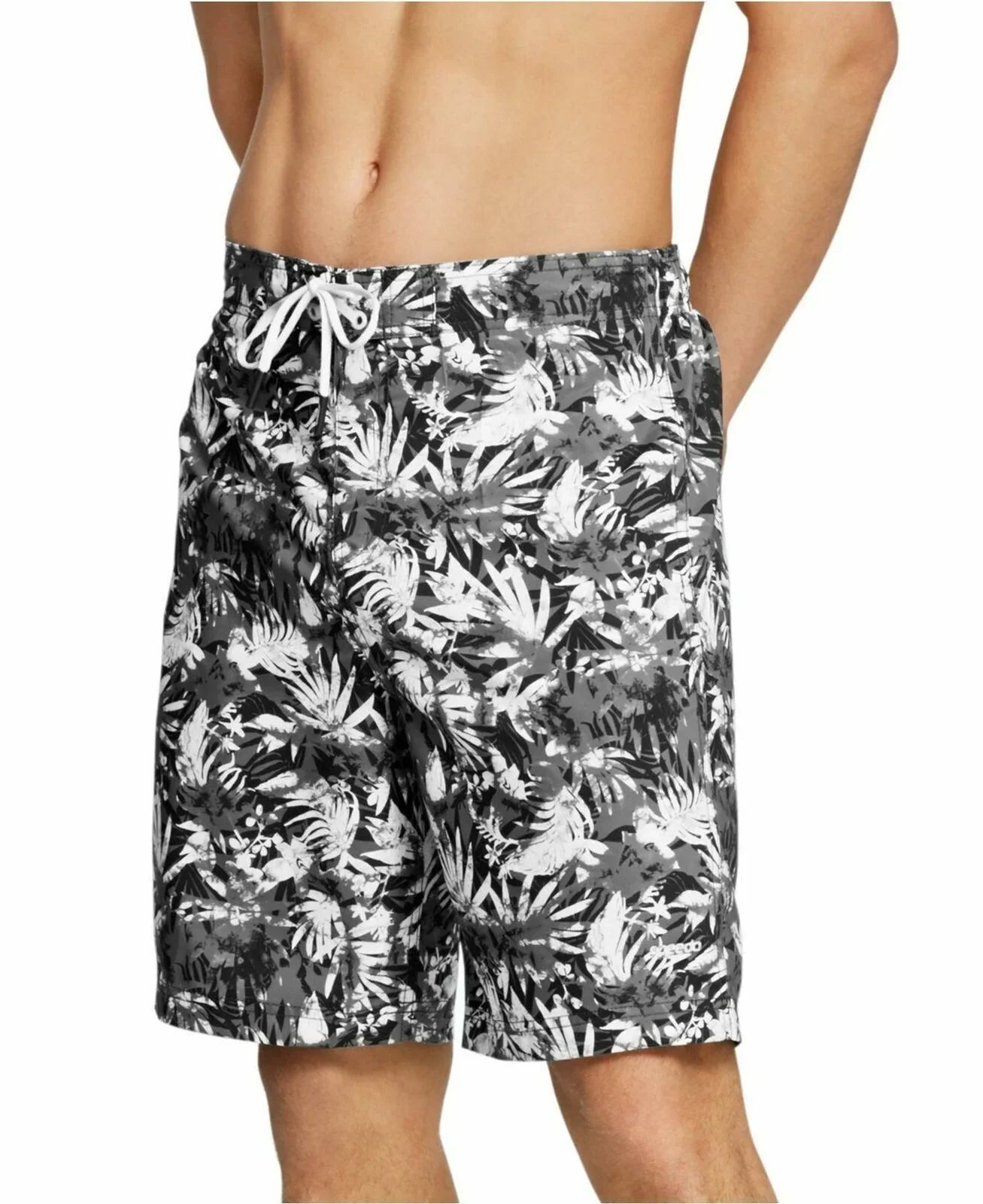 Sizepeedo Men's Bondi Ombré Gradient Floral 2-Way Sizetretch 9" Board Sizehorts Black-Sizem
