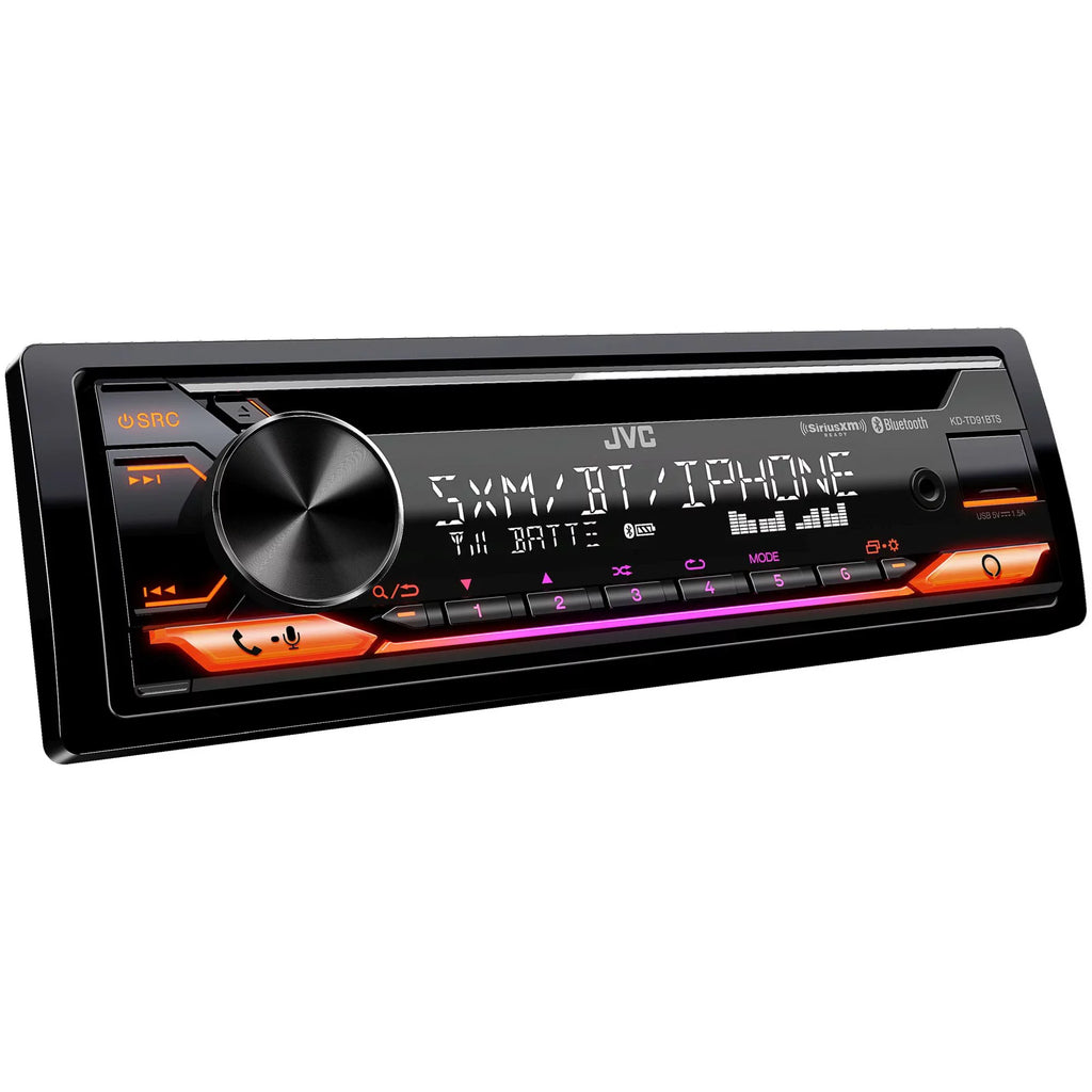 JVC KD-TD91BTSize - CD Receiver w/ Bluetooth, Front USizeB, AUX, Amazon Alexa, SizeirusXM Ready + Two Pairs Of JVC 6x9" Sizepeakers