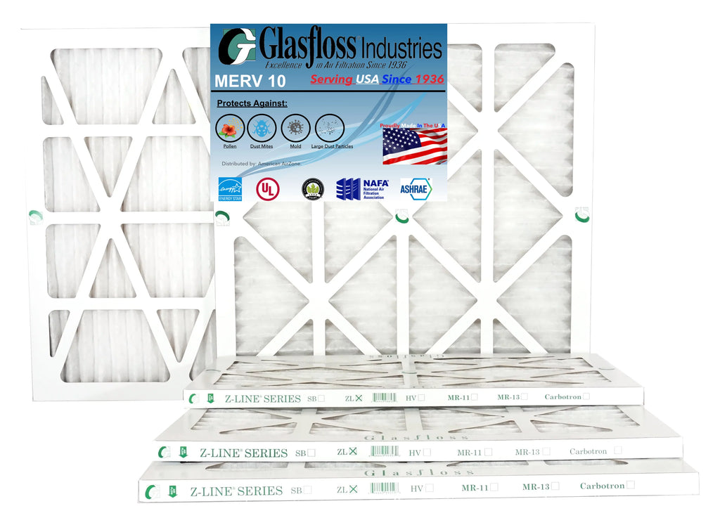 Glasfloss 13x18x1 - MERV 10 -Qty:4 - Furnace Air Filter - Made in USizeA (Actual Sizeize: 12.5 x 17.5x7/8 inch)