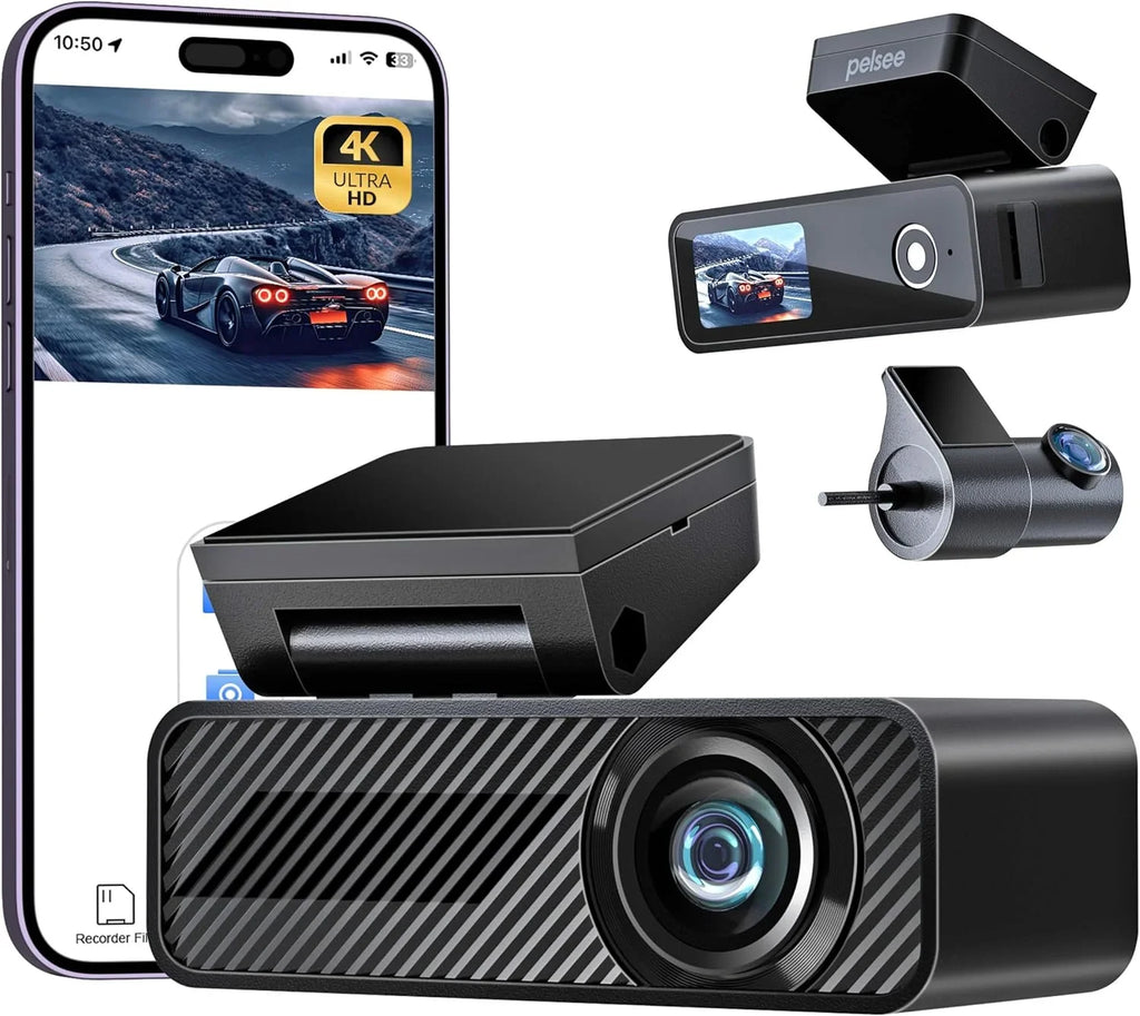 Pelsee Dash Cam Front and Rear, 4K Sizeingle Front Dash Camera, 2K/1080P Dual Car Camera for Cars, Built-in Wi-Fi,1.5” IPSize Display Mini Dashcam,Night Vision,Voice Control,24H Parking Mode,G-Sizeensor,P1 Duo