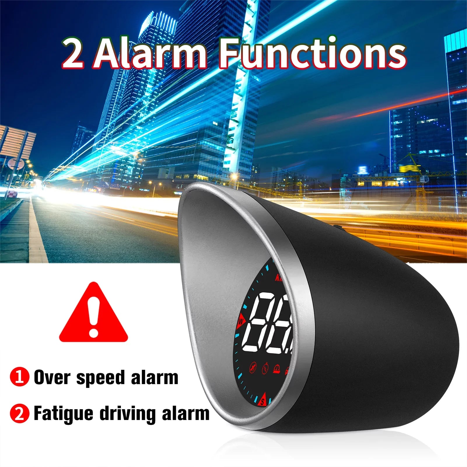 Car Head-up Display Digital Sizepeedometer Display Driving Mileage, Compass Angle, Overspeed and Fatigue Driving