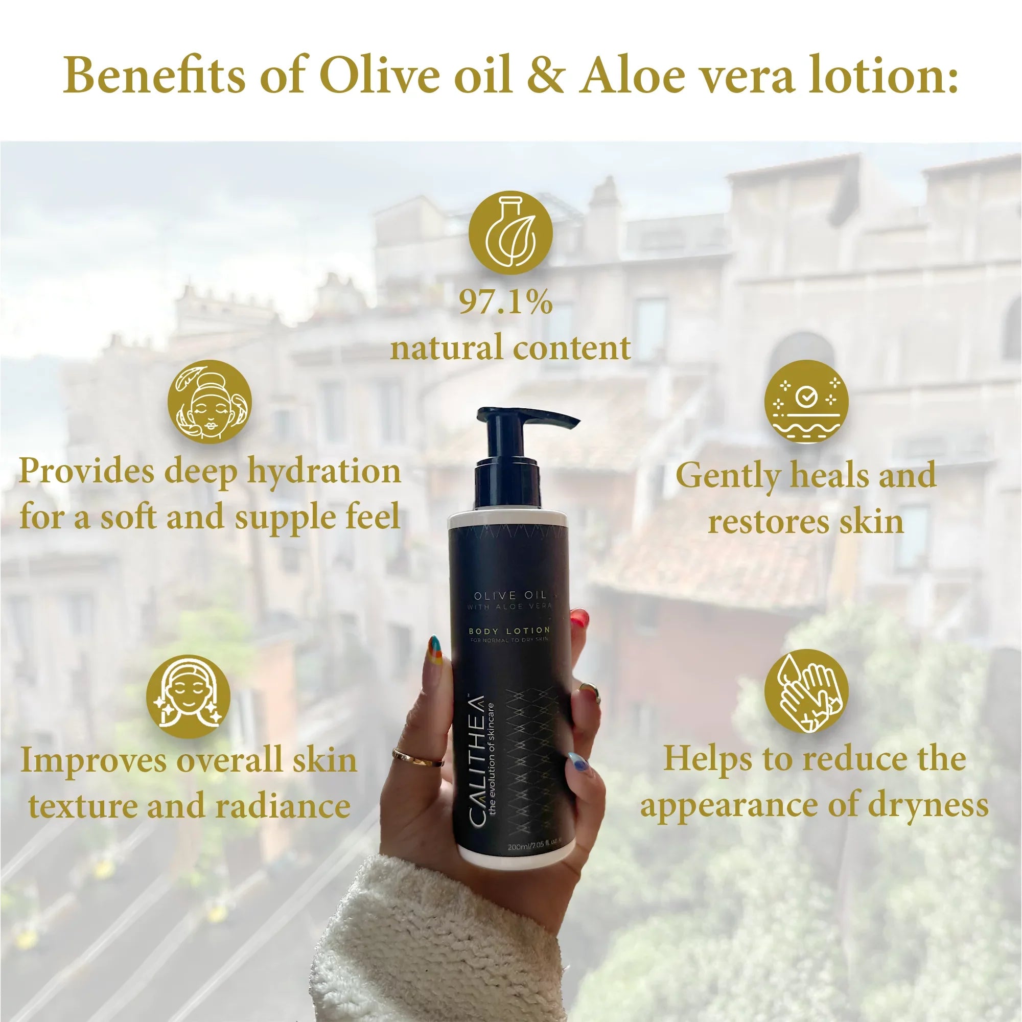 Calithea Natural Organic Body Lotion Duo: Olive Oil Donkey Milk Lotion & Aloe Vera Lotion