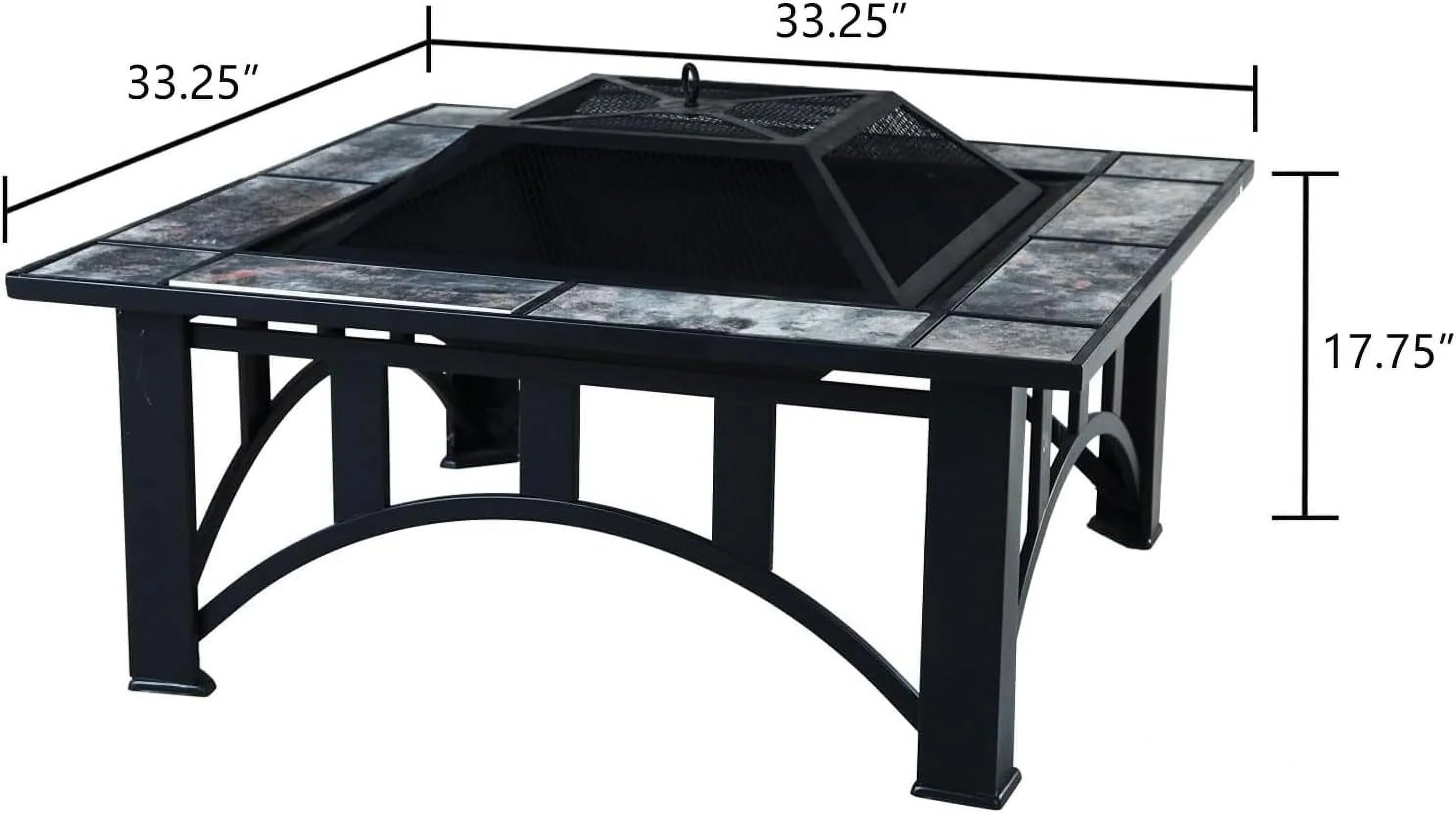Grand Patio Fire Pits for Outside 35'' Wood Burning Sizequare Marble Tile Tabletop Fire Tables for Patio Bonfire,Camping,Outdoor Heating, with Sizepark Sizecreen and Poker