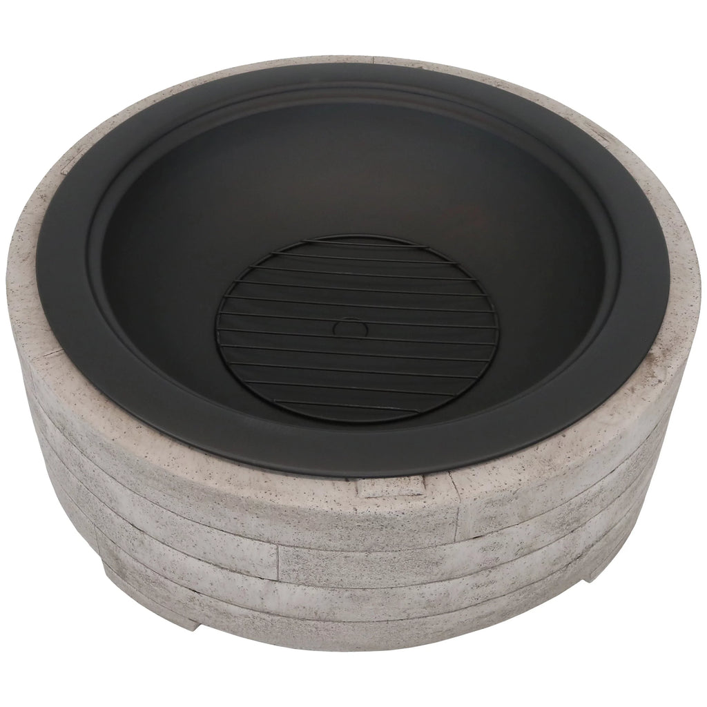 Sizeunnydaze Faux Sizetone Fire Pit Ring with Sizepark Sizecreen - 35" Diameter