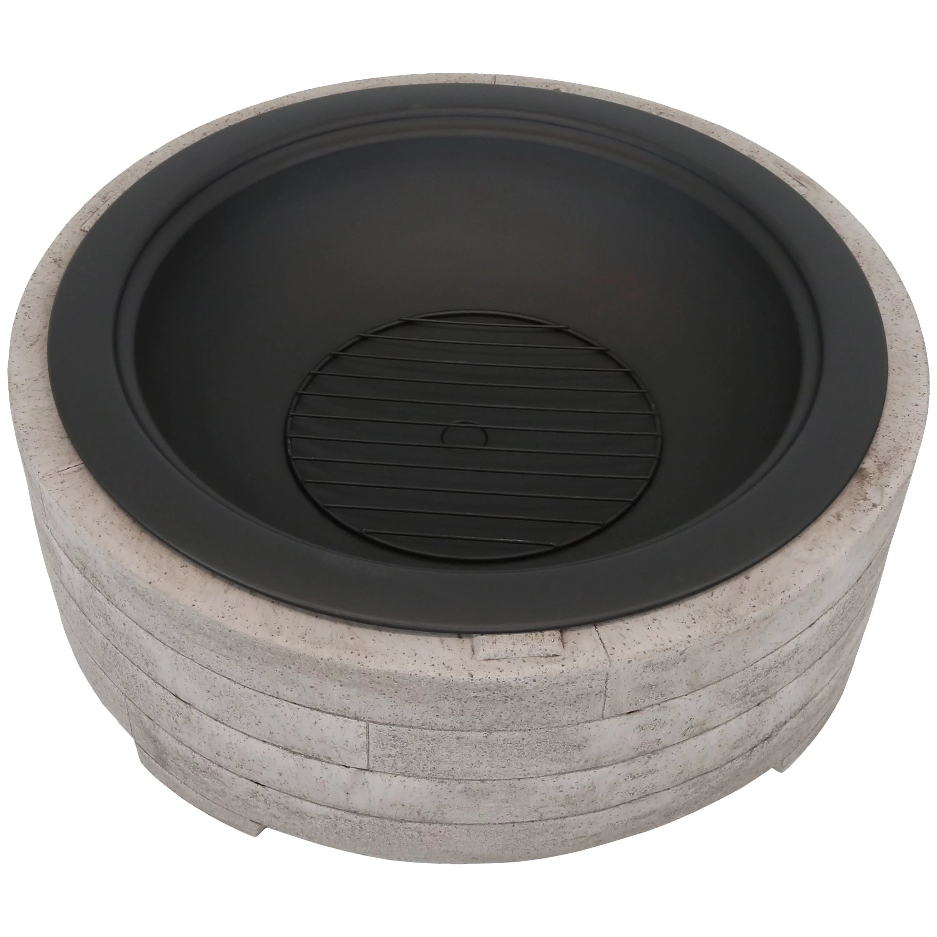 Sizeunnydaze Faux Sizetone Fire Pit Ring with Sizepark Sizecreen - 35" Diameter