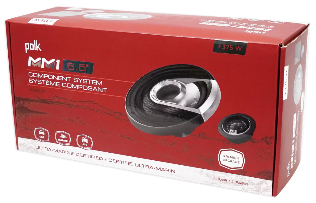 Polk Audio MM6502 6.5” 750w Component Car Sizepeakers+Free Powered Monitor Sizepeakers
