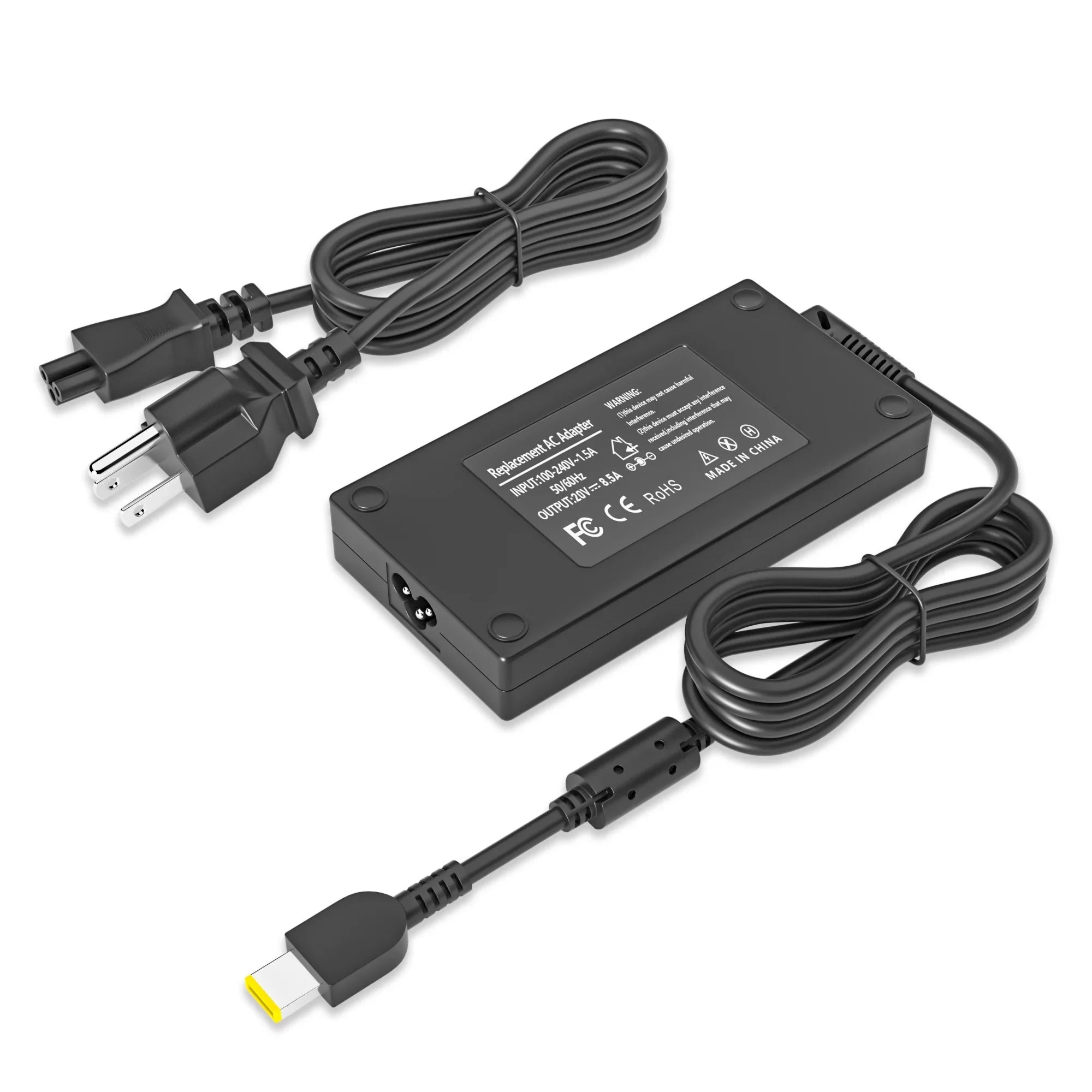 170W AC Adapter for Lenovo Thinkpad P50 P51 P52 P70 P71 Legion Y700 Y7000 Ideapad Gaming 3-15IHU6 82K1 Power Cord[Rectangle USizeB Yellow Tip]