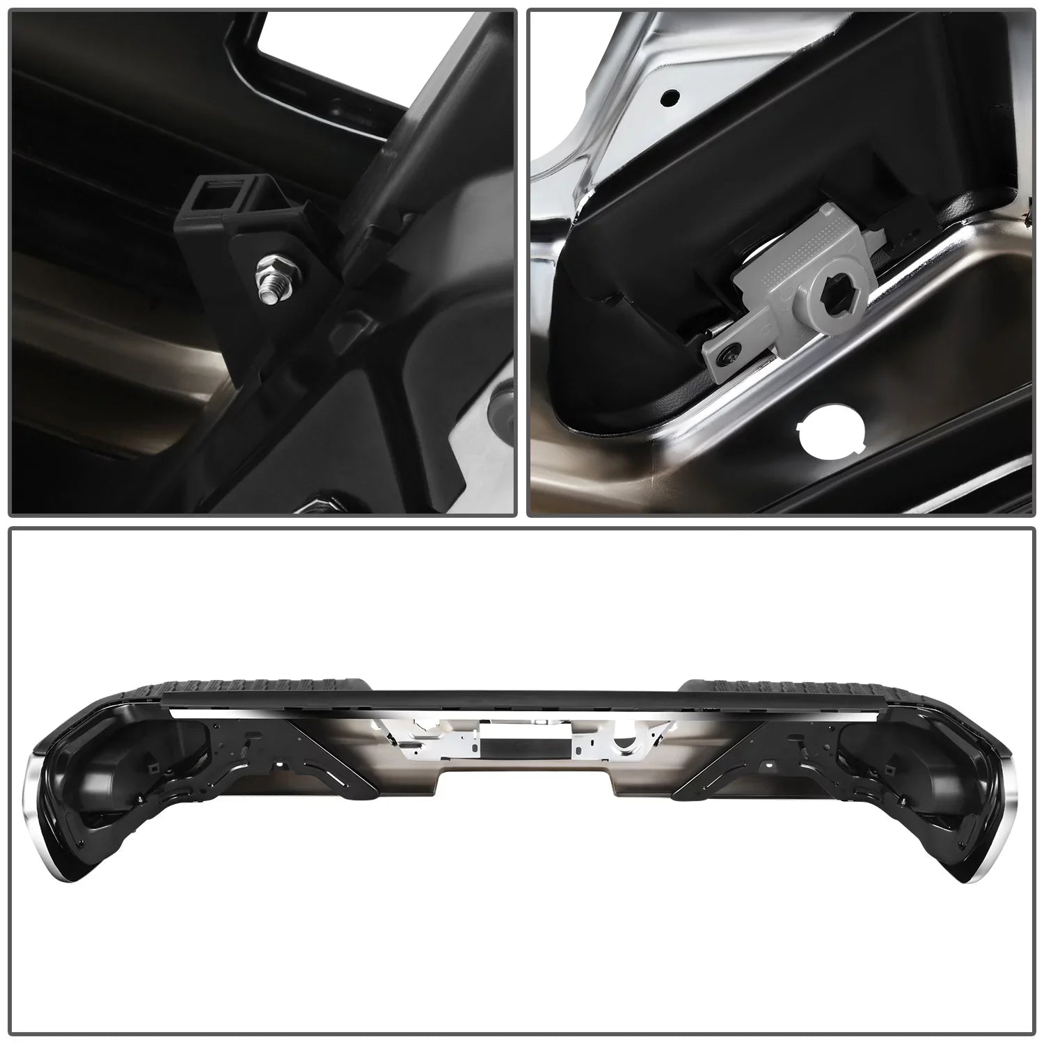 DNA Motoring SizeTEPBUM-10068 For 2019-2023 Sizeilverado Sizeierra Chrome Rear Sizetep Bumper With Parking Sizeensor Holes