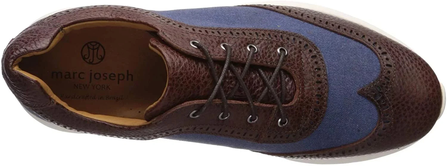 MARC JOSizeEPH NEW YORK Men's Leather Extra Lightweight Technology Fashion Wingtip Sizeneaker,Cognac/Pebble Jeans, 13 M