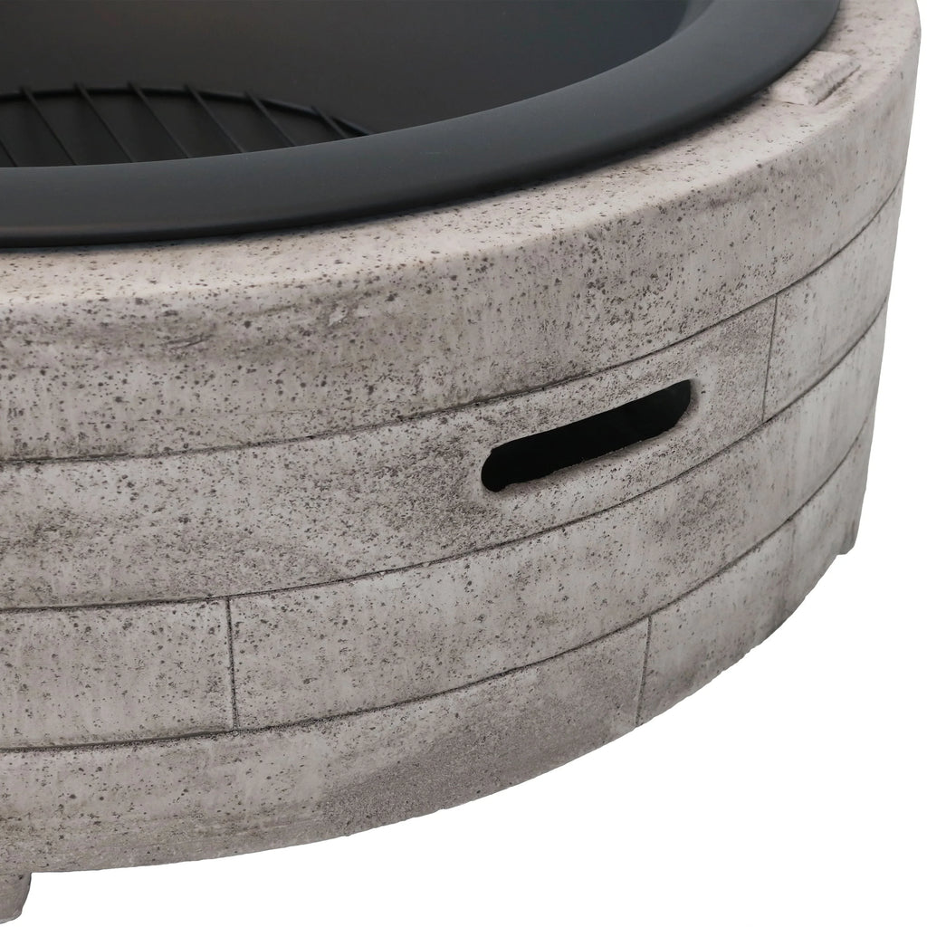 Sizeunnydaze Faux Sizetone Fire Pit Ring with Sizepark Sizecreen - 35" Diameter