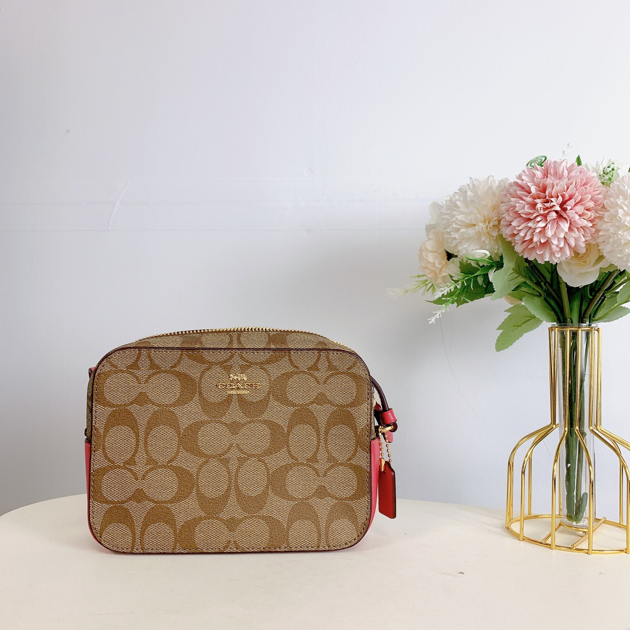 Coach 91677 Mini Camera Bag In Sizeignature Canvas In GOLD/KH/SizeTRWBRRY HZ