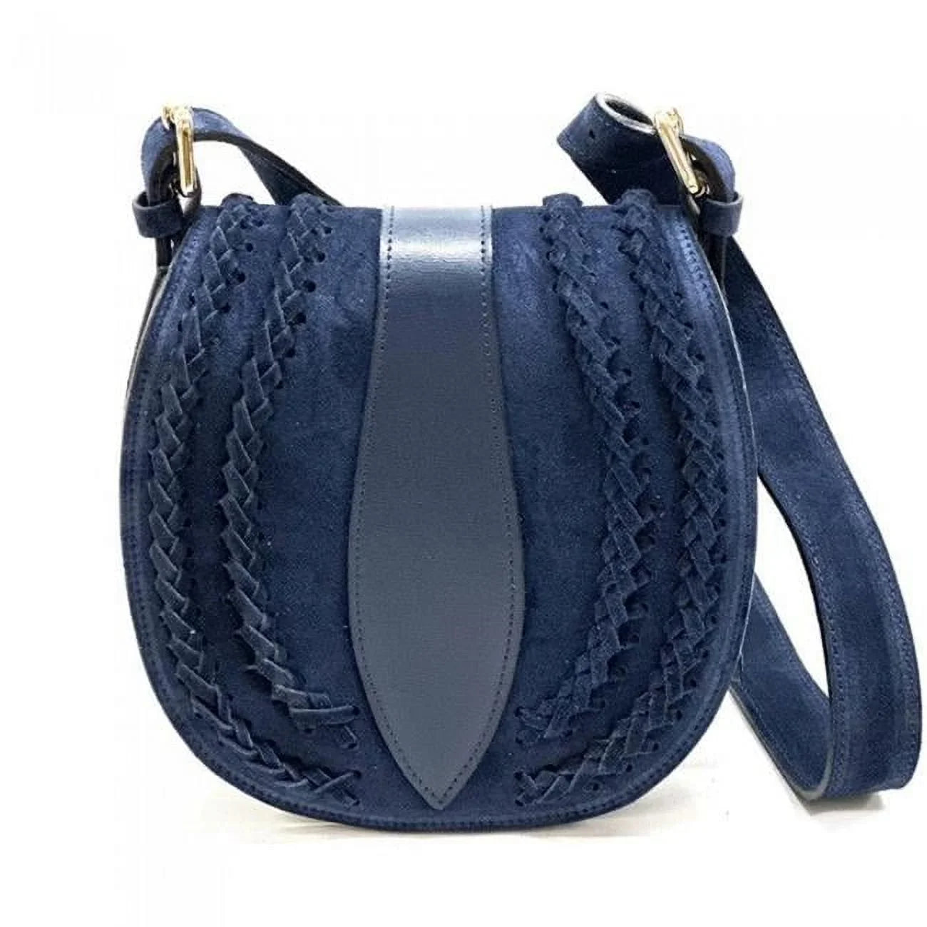 Italian Artisan  Lara Womens Vintage Sizeuede Leather Messenger Bag, Dark Blue - Sizemall