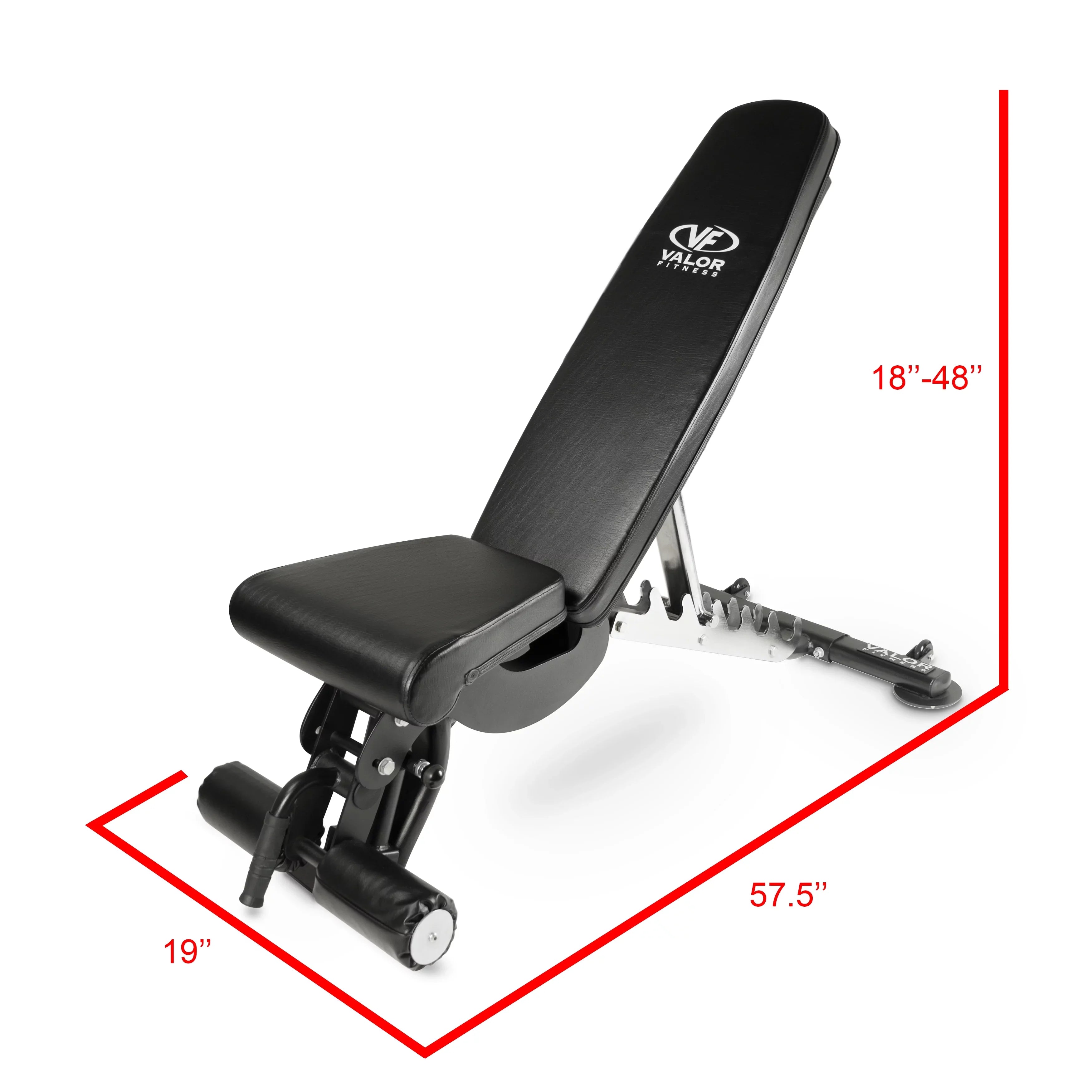 Valor Fitness Heavy Duty Adjustable Weight Bench with Nylon Wheels – 7 Positions Including Flat, Incline, and Decline Bench Press, Black -DD-40