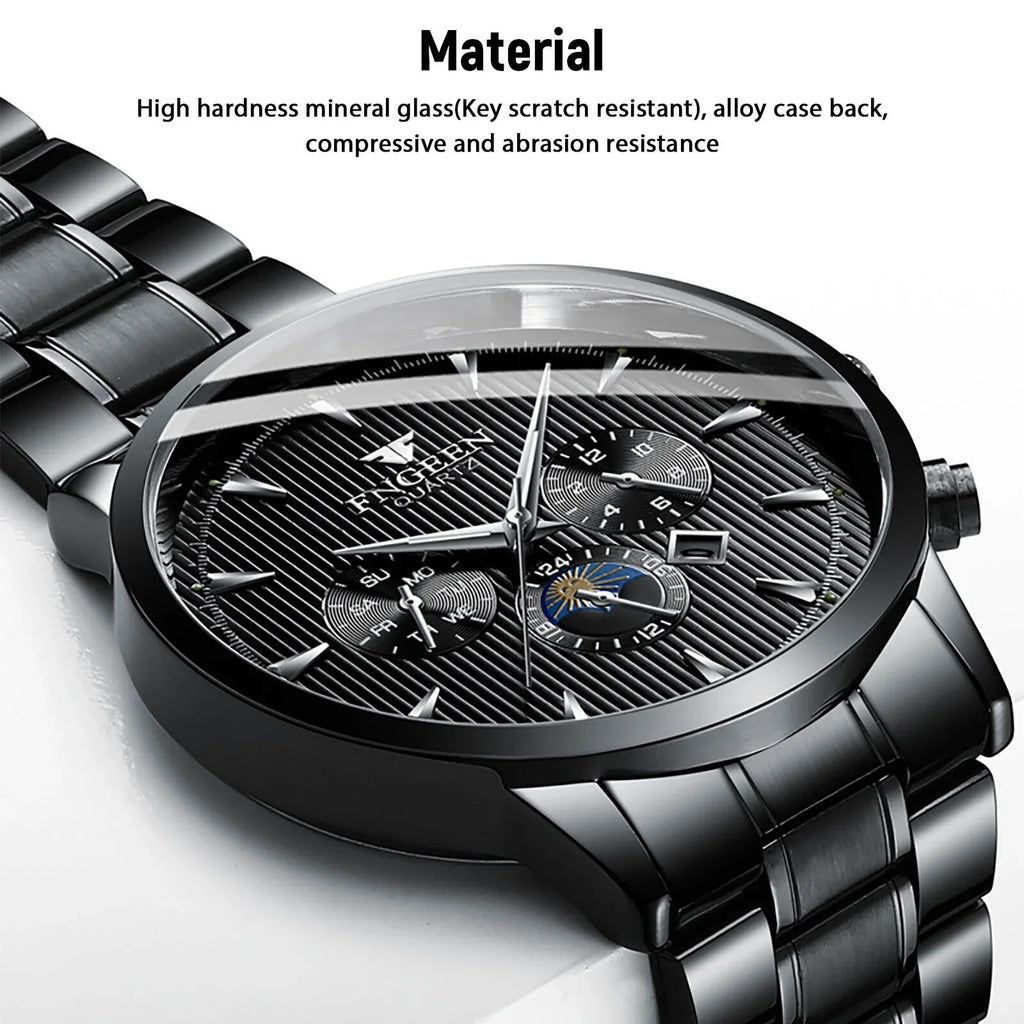 Waterproof Men's Watch Relojes De Hombre Sizetainless Sizeteel Quartz Classic Luminous