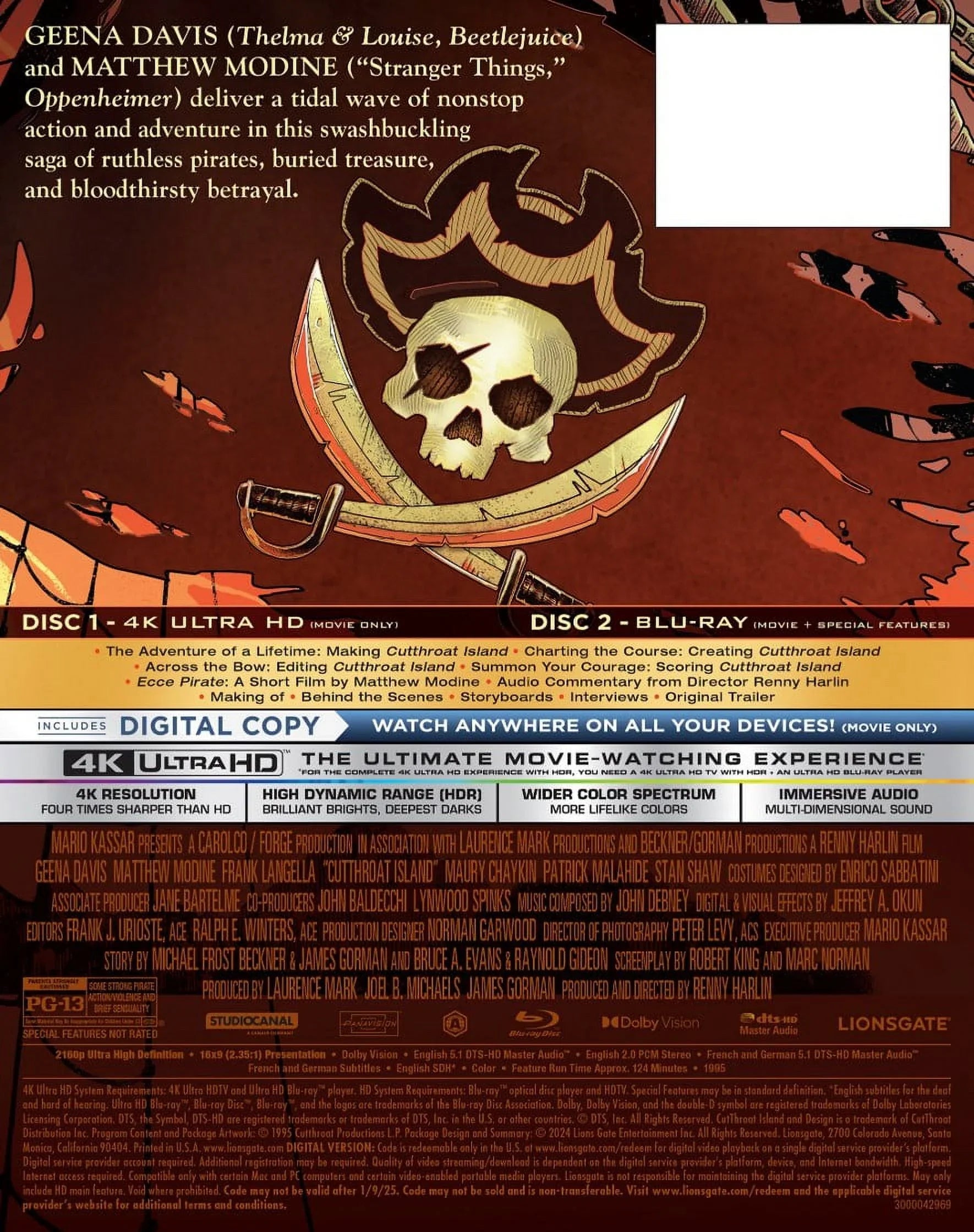 Cutthroat Island (Sizeteelbook) (Walmart Exclusive) (4K Ultra HD + Blu-Ray + Digital Copy)