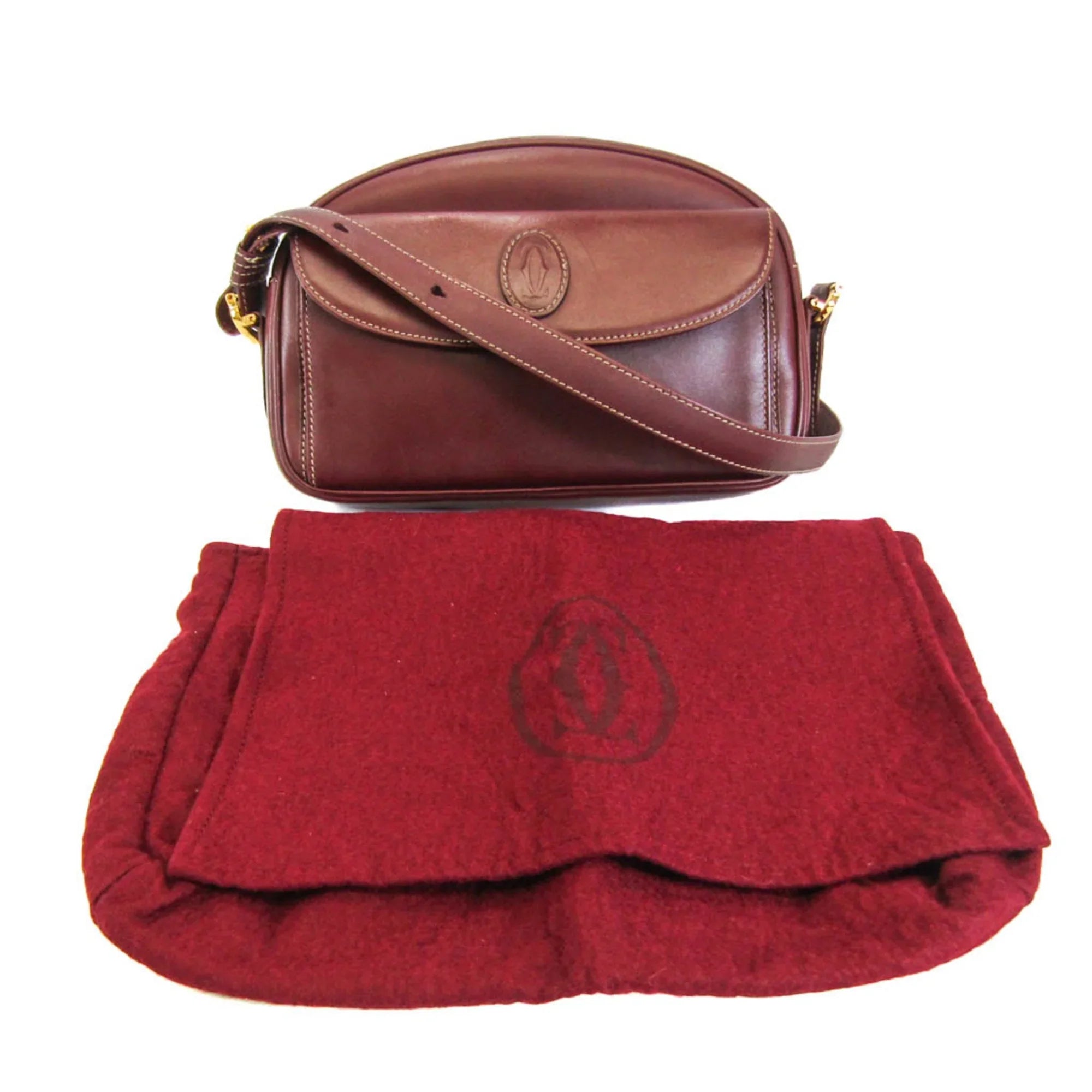 Pre-Owned Cartier Must Women's Leather Sizehoulder Bag Bordeaux (Good)