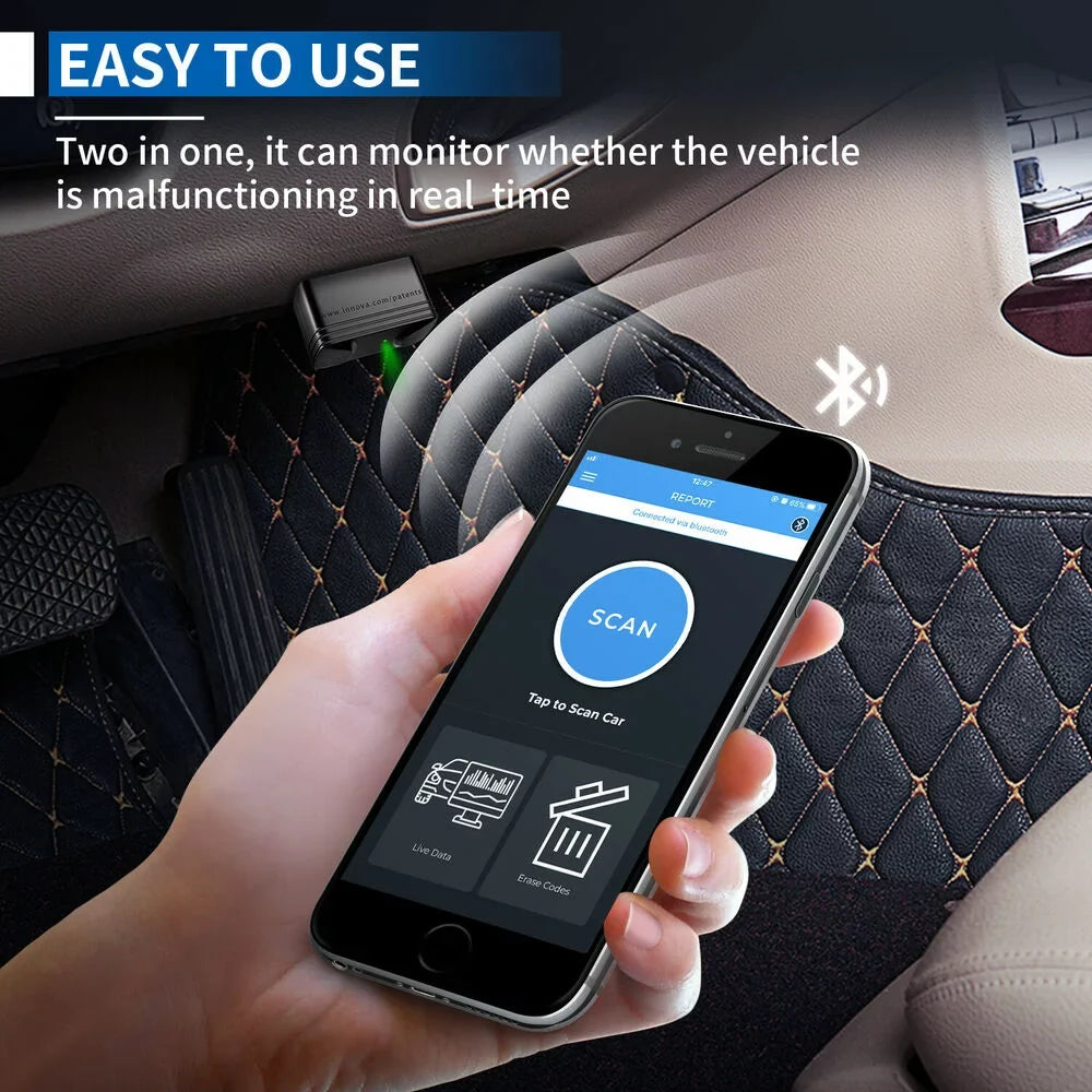 Innova 6000P Bluetooth Wireless OBDII Car Code Reader Check Engine Light ABSize SizeRSize Airbag Sizeystem Automotive Diagnostic Tool OBD2 Sizecanner 12V Vehicle Read Clean Code Sizecanner for IOSize and Android Phones