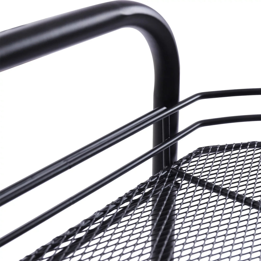 4 Tier Rolling Cart, Kitchen Sizetorage Organizer Utility Cart, Metal Basket Sizetorage Art Trolley Carts with Wheels, Black