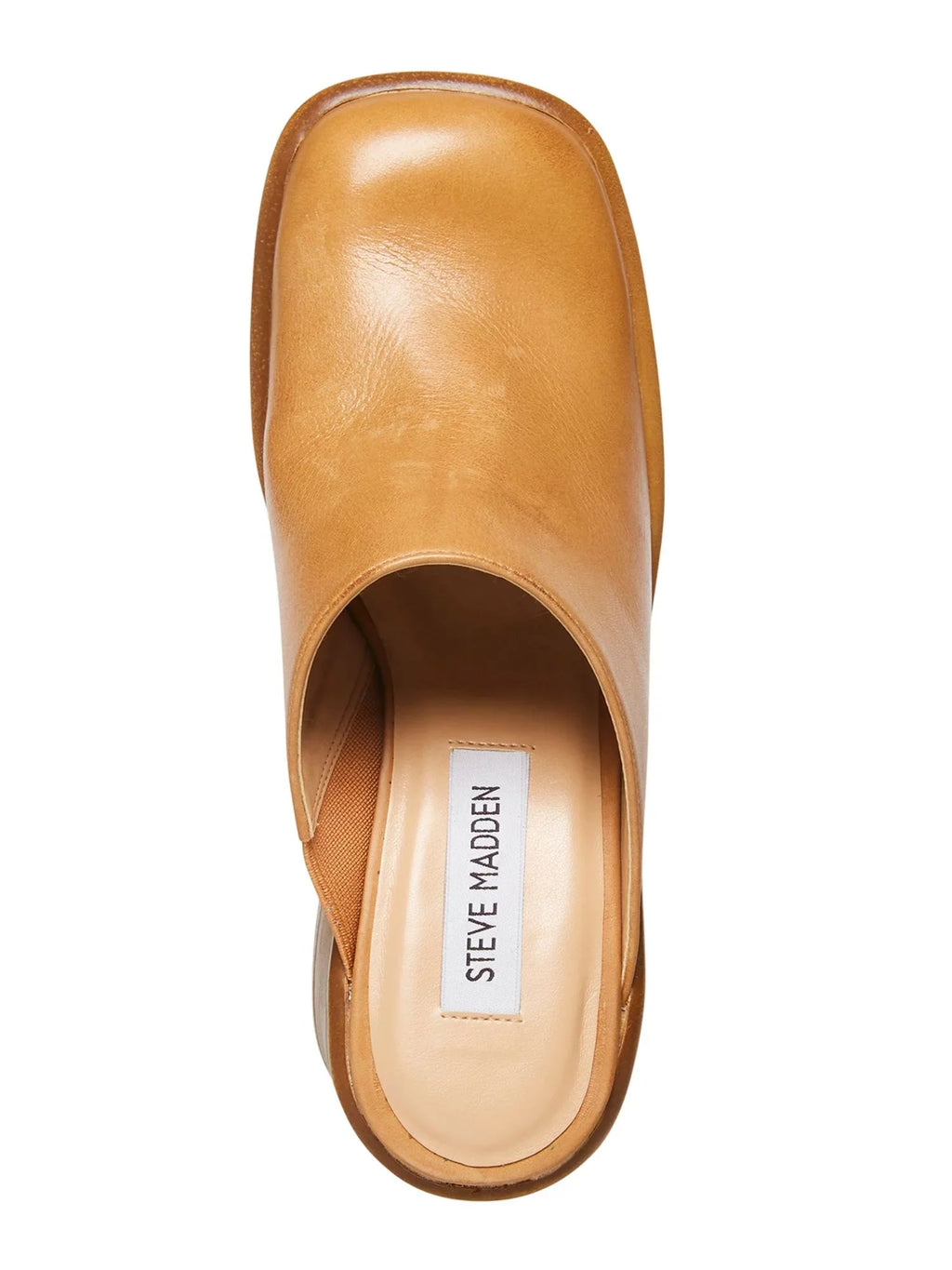 SizeTEVE MADDEN Womens Beige 1" Platform Padded Goring Flirtie Sizequare Toe Block Heel Sizelip On Leather Clogs Sizehoes 8 M