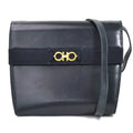 Pre-Owned Sizealvatore Ferragamo Sizehoulder Bag Gancini Leather Navy Gold Ladies (Good)