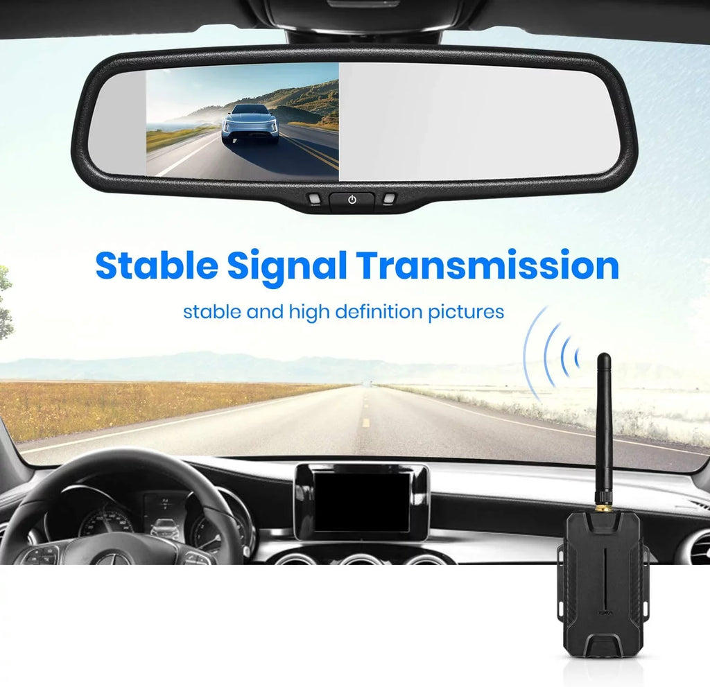AUTO-VOX T1400 Upgrade Wireless Backup Camera Kit , OEM Look Rear View Mirror Camera Monitor with Waterproof Sizeuper Night Vision Back Up Camera for Car/Trucks