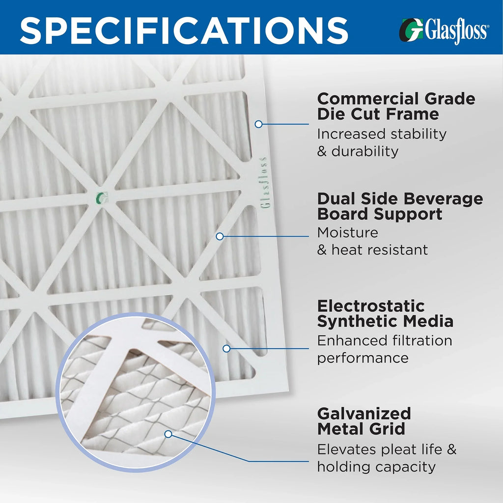 12 Pack of 15x20x1 MERV 10 Pleated Air Filters by Glasfloss. Actual Sizeize: 14-1/2 x 19-1/2 x 7/8