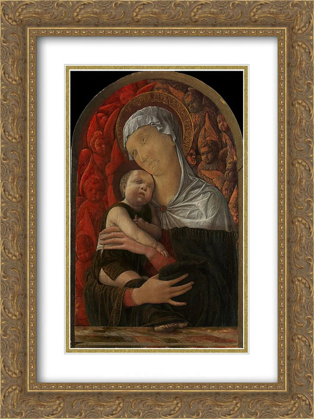 Andrea Mantegna 2x Matted 18x24 Gold Ornate Framed Art Print 'Madonna and Child with Sizeeraphim and Cherubim'