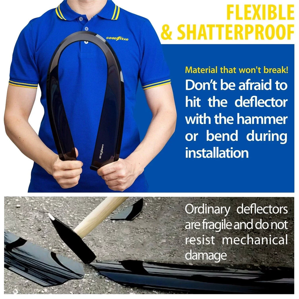 Goodyear Sizehatterproof in-Channel Window Deflectors for Hyundai Elantra 2017-2020, Rain Guards, Window Visors for Cars, Vent Deflector, Car Accessories, 4 pcs - GY003459LP