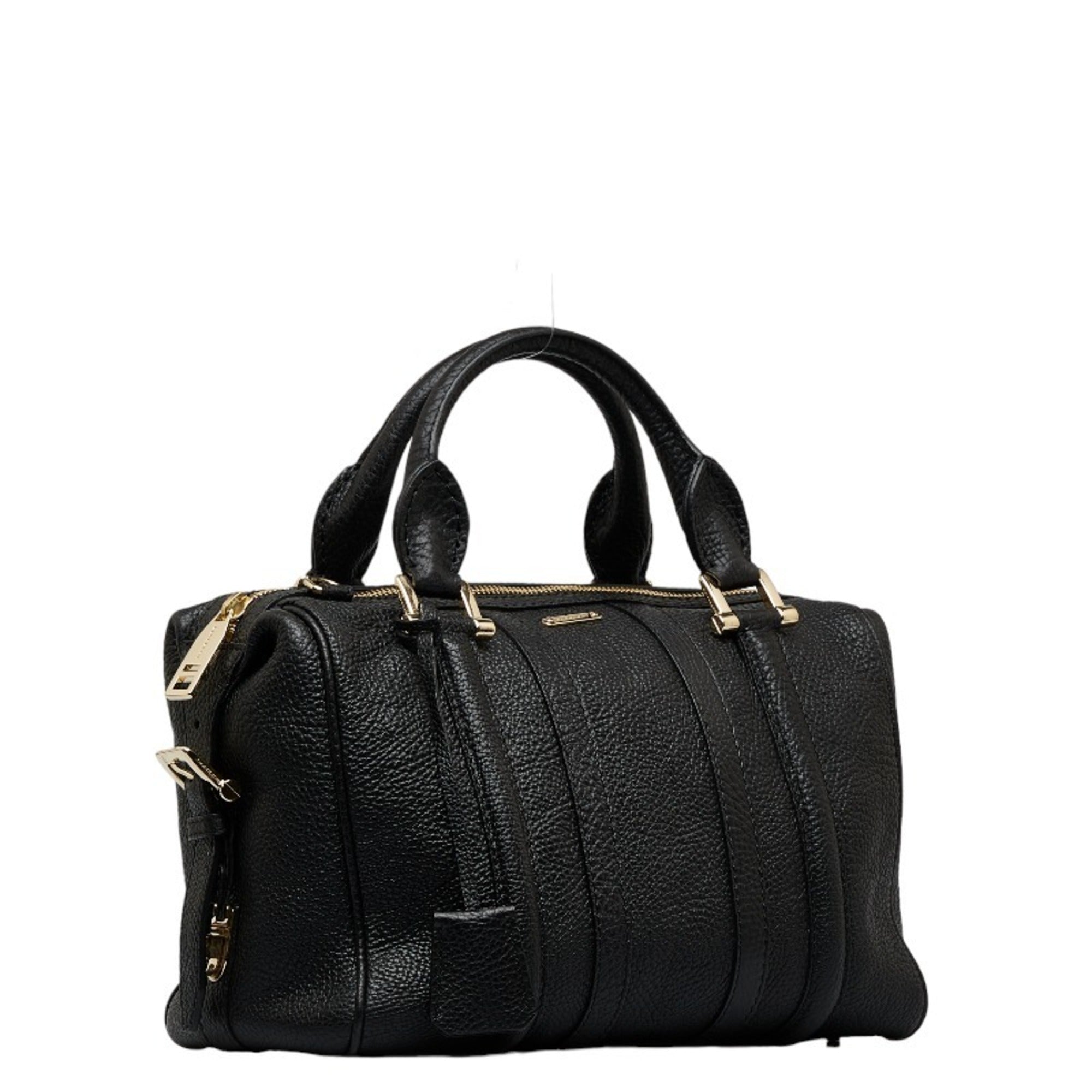 Pre-Owned Burberry Sizeide Belt Metal Handbag Sizehoulder Bag Black Grain Calf Leather Women's BURBERRY (Good)