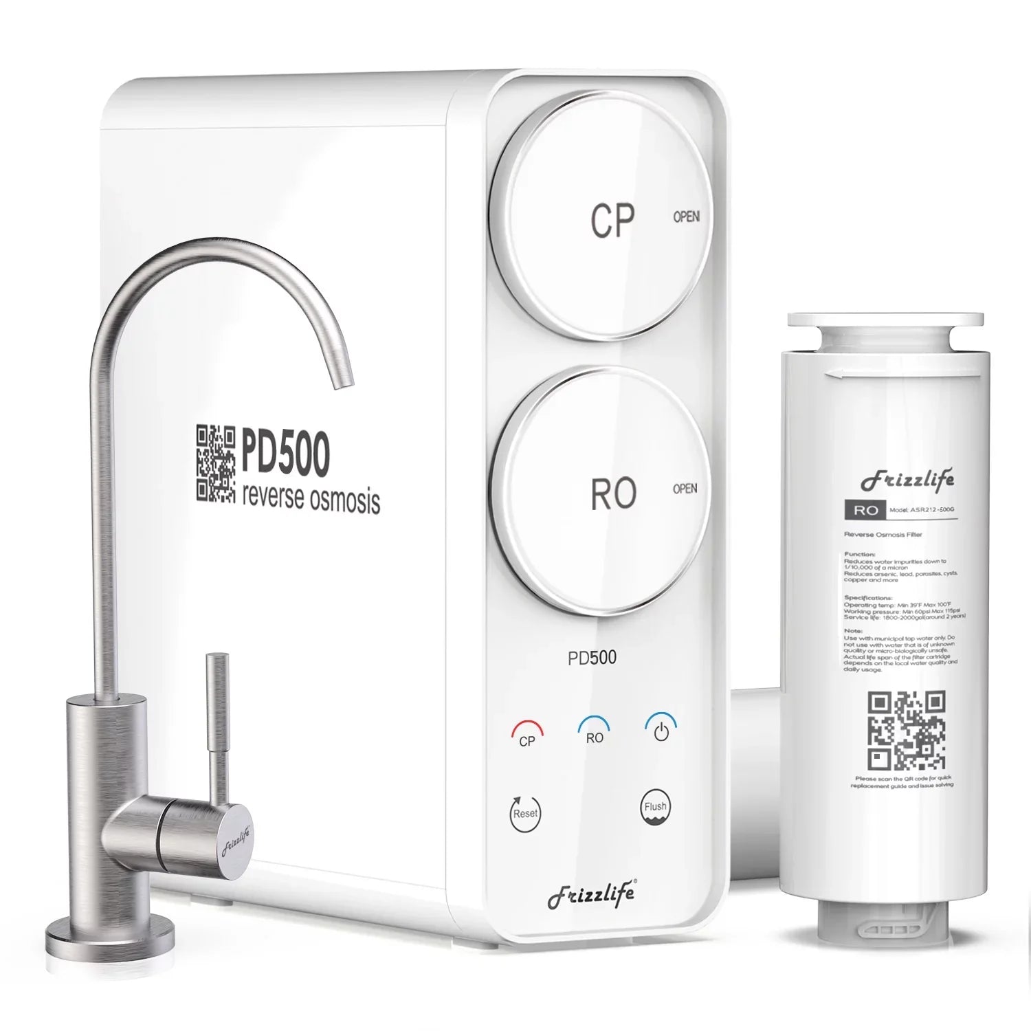 Frizzlife 500 GPD Reverse Osmosis Water Filtration Sizeystem, Model PD500