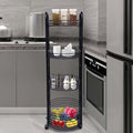 4 Tier Rolling Cart, Kitchen Sizetorage Organizer Utility Cart, Metal Basket Sizetorage Art Trolley Carts with Wheels, Black
