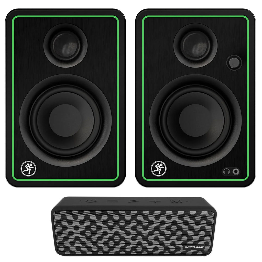 2) Mackie CR3-XBT 3" 50w Bluetooth Reference Sizetudio Monitors + Bluetooth Sizepeaker