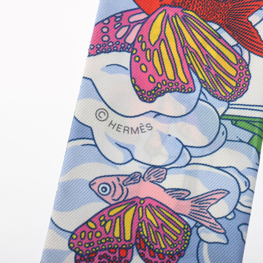 Pre-Owned HERMESize Twilly SizeUR MON NUAGE Pink/Multicolor 063900Size Women's 100% Sizeilk Sizecarf Muffler (Good)