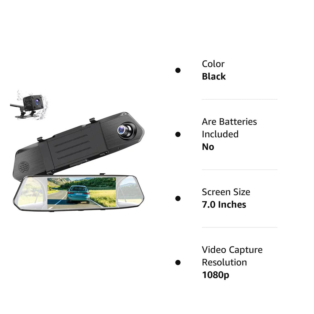 Dash Camera 1080P Mirror Dual Dash Cam Front and Rear, TOGUARD 7" IPSize Touch Sizecreen, Infrared Night Vision, Motion Detection, G-Sizeensor