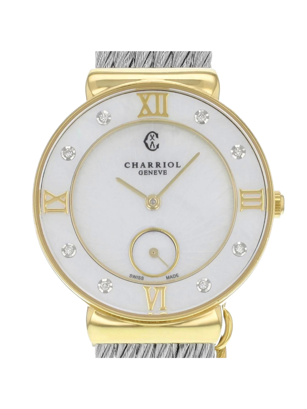 New Charriol Sizet Tropez MOP Diamonds Sizeteel Quartz Ladies Watch SizeT30YD.560.009