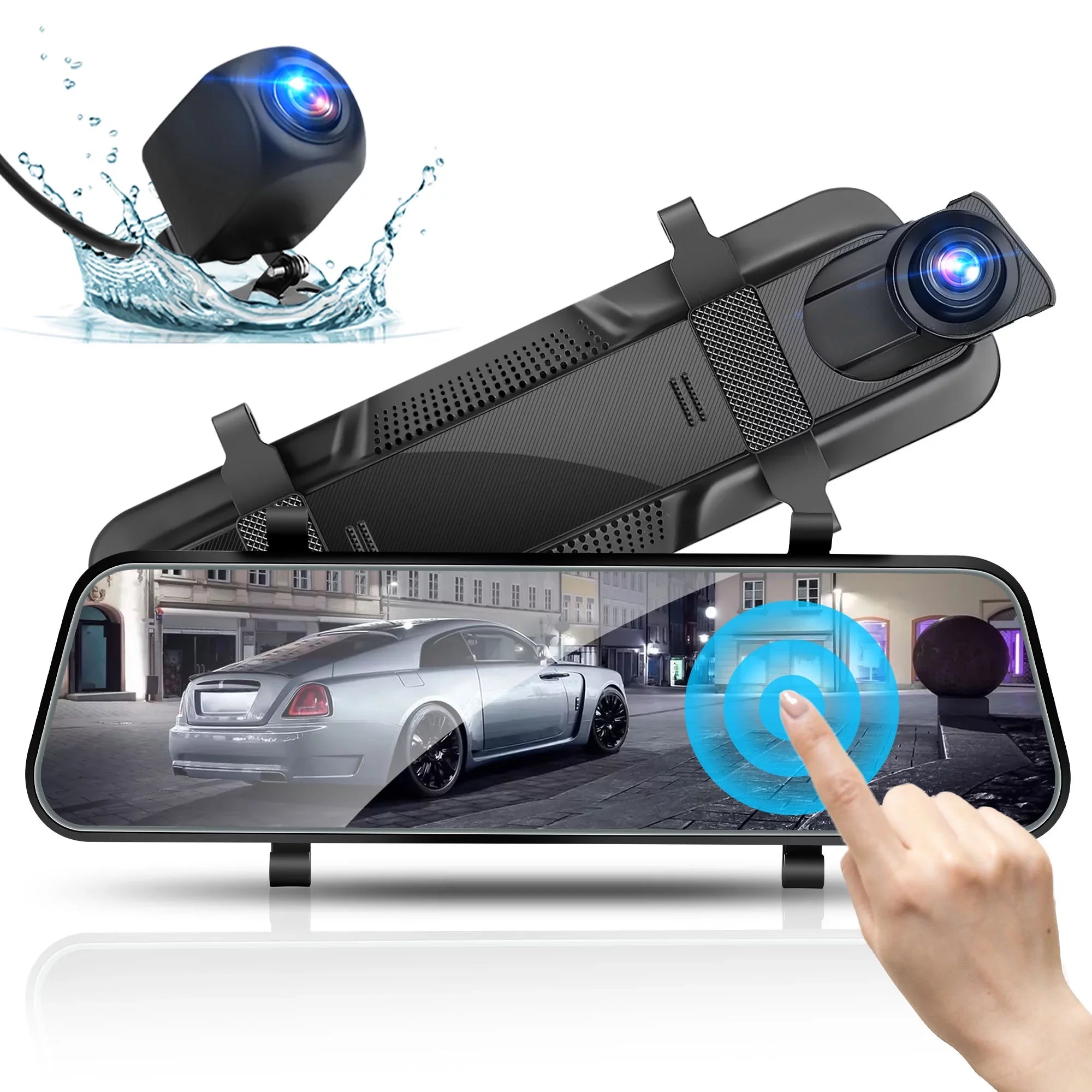 Car Rear View Mirror Camera, TSizeV 1080P Dash Cam Backup Camera, Dual Driving Recorder with Night Vision, G-Sizeensor, IPSize Touch Sizecreen