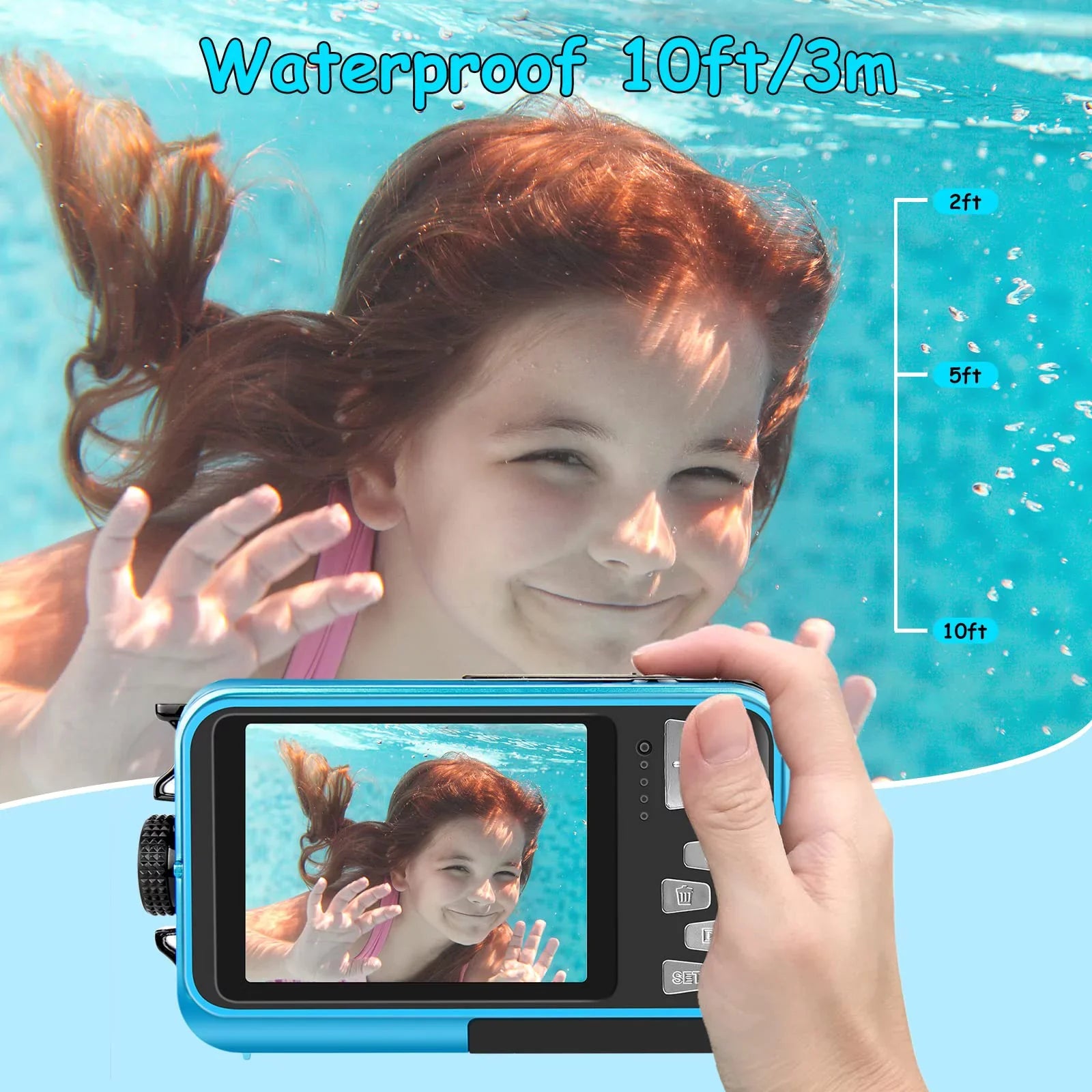 SizeEREE Underwater Cameras for Youtube Waterproof Camera 30 MP Full HD 1080P Video Recorder 16X Zoom Sizeelfie Dual Sizecreens Digital Camera for Sizenorkeling