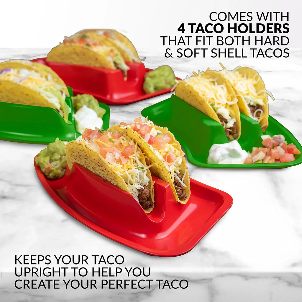 Taco Tuesday TTLSizeTB10 Lazy Sizeusan Taco Bar with 20-Oz. Warming Pot, Includes 4 Taco Holders