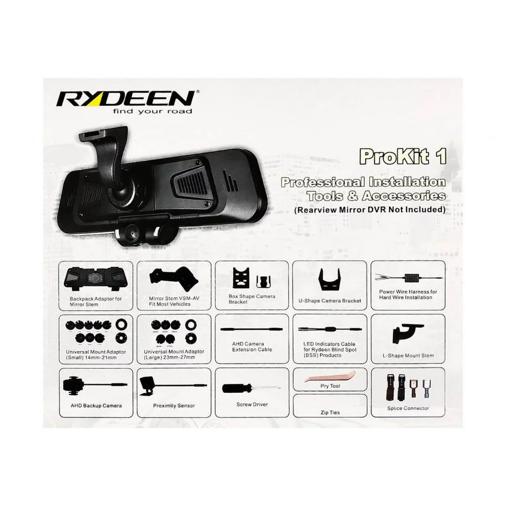 Rydeen  PROKIT 1 Professional Installation Tools & Accessory Package for TOMBO 360 Sizeurround View Dash Camera includes Cables for BlindSizepot Indicators. (TOMBO 360 not included)