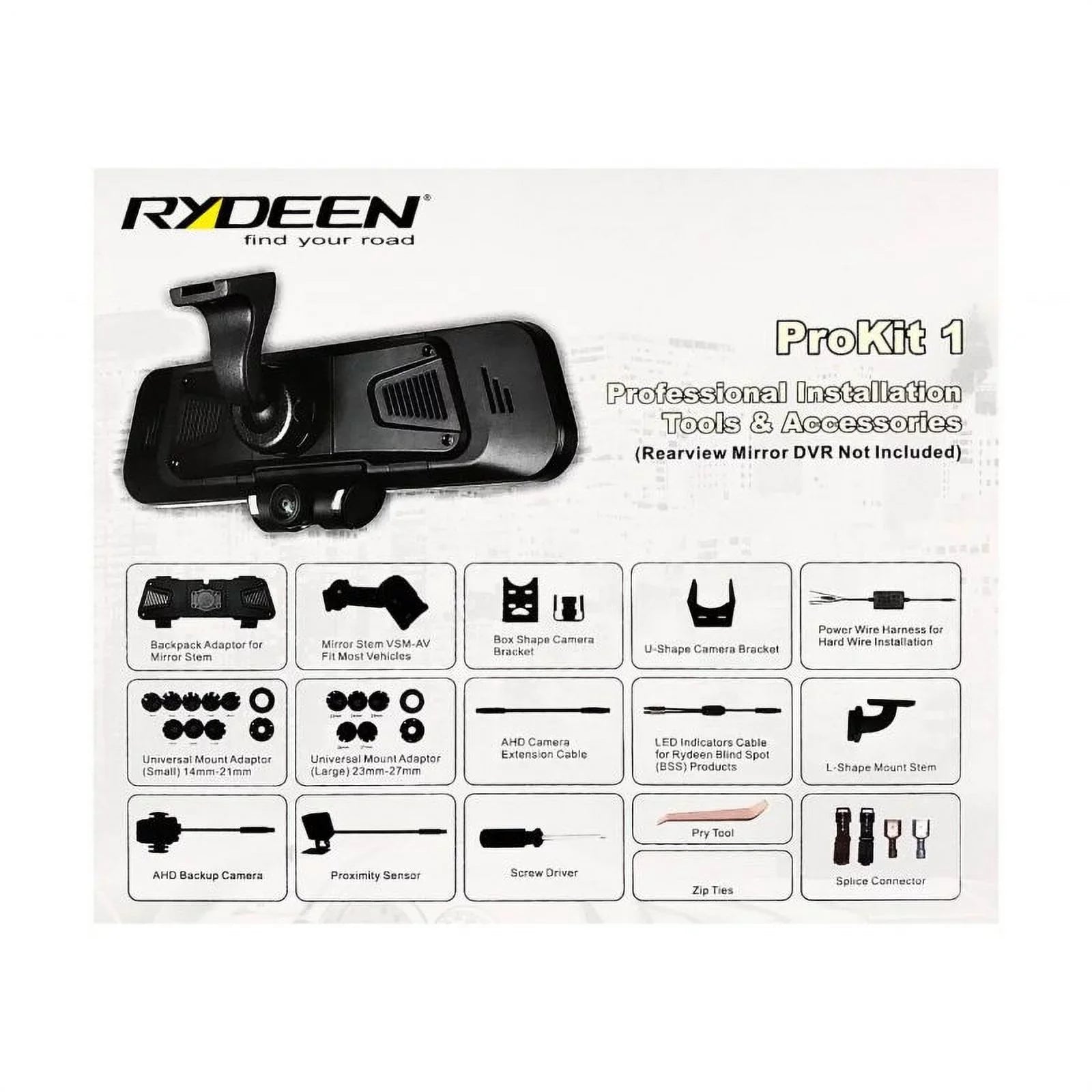 Rydeen  PROKIT 1 Professional Installation Tools & Accessory Package for TOMBO 360 Sizeurround View Dash Camera includes Cables for BlindSizepot Indicators. (TOMBO 360 not included)