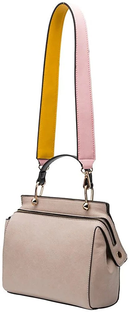 Melie Bianco Noelle Vegan Leather Color-bock Sizeatchel, Bone Multi