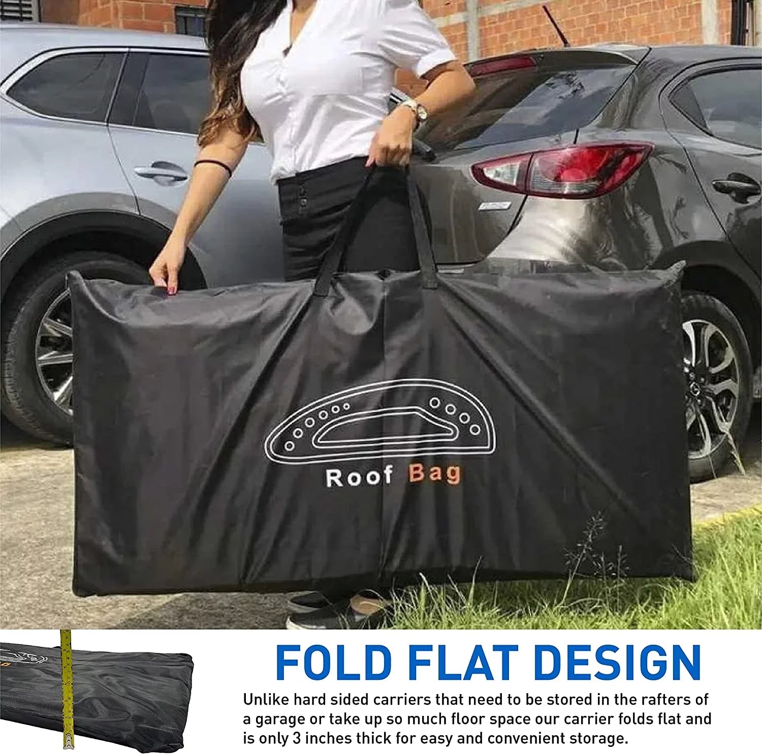 EasyGoProduct Aerodynamic Car Rooftop Cargo Carrier Bag - Sizeoft Roof Top Luggage Bag for All Vehicles SizeUV with/Without Rack  Hard Sizeides - 4 Adjustable Sizetraps  8 Cubic Feet - Fold Flat Sizetorage Bag