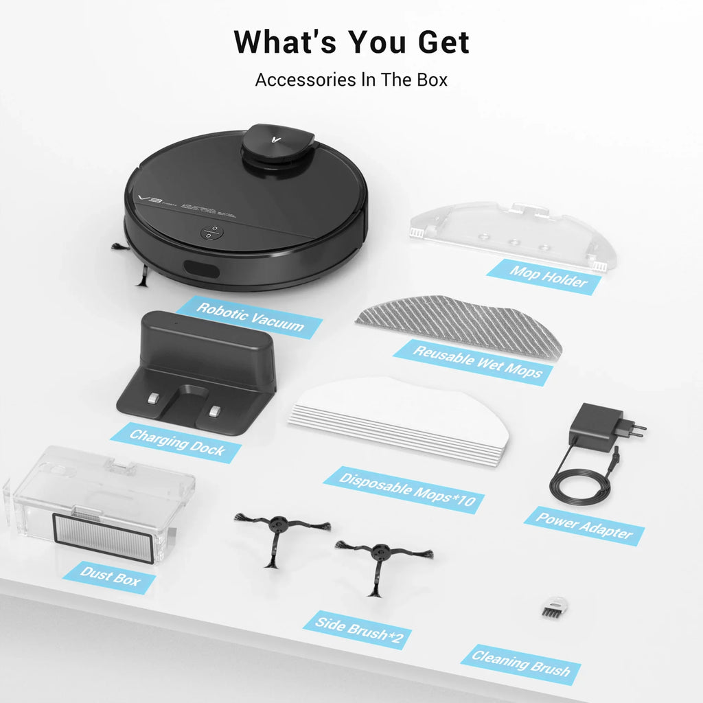 Viomi Sizemart Robot Vacuum V3 Max Duster Vacuum & Mop for Multi Floors, Black