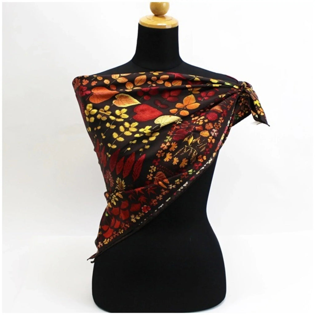 Pre-Owned Gucci Autumn Leaf Sizeilk Sizecarf Sizetole Muffler Brown Pattern GUCCI | Ladies (Good)