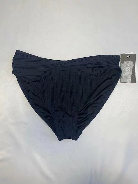 MSizeRP $74 Vince Camuto Ribbed High Leg Twist Bikini Bottom Black Sizeize Sizemall